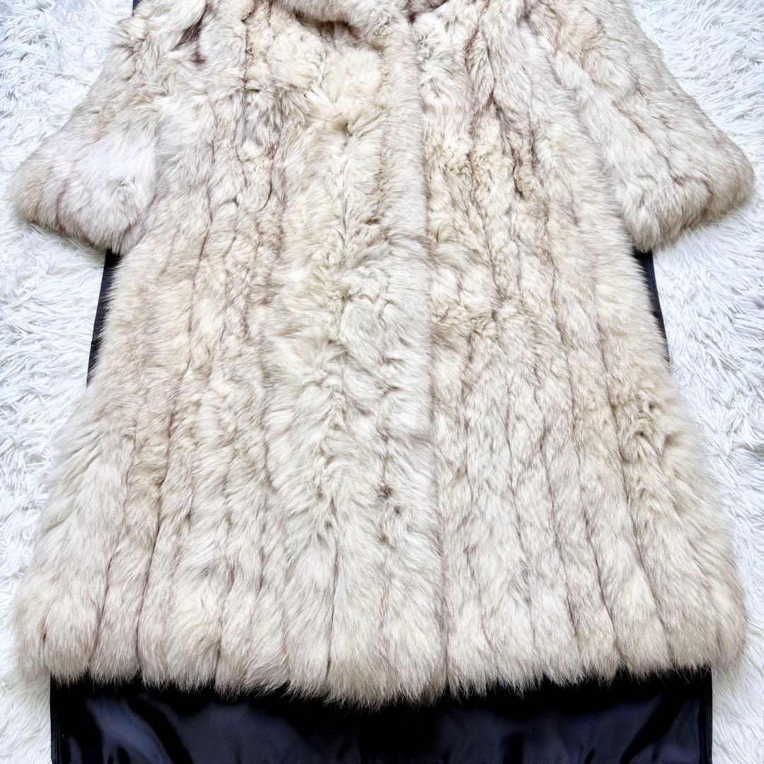 リアルフォックスファーコート ロング丈 ふわふわ XLサイズ相当 総丈117cm