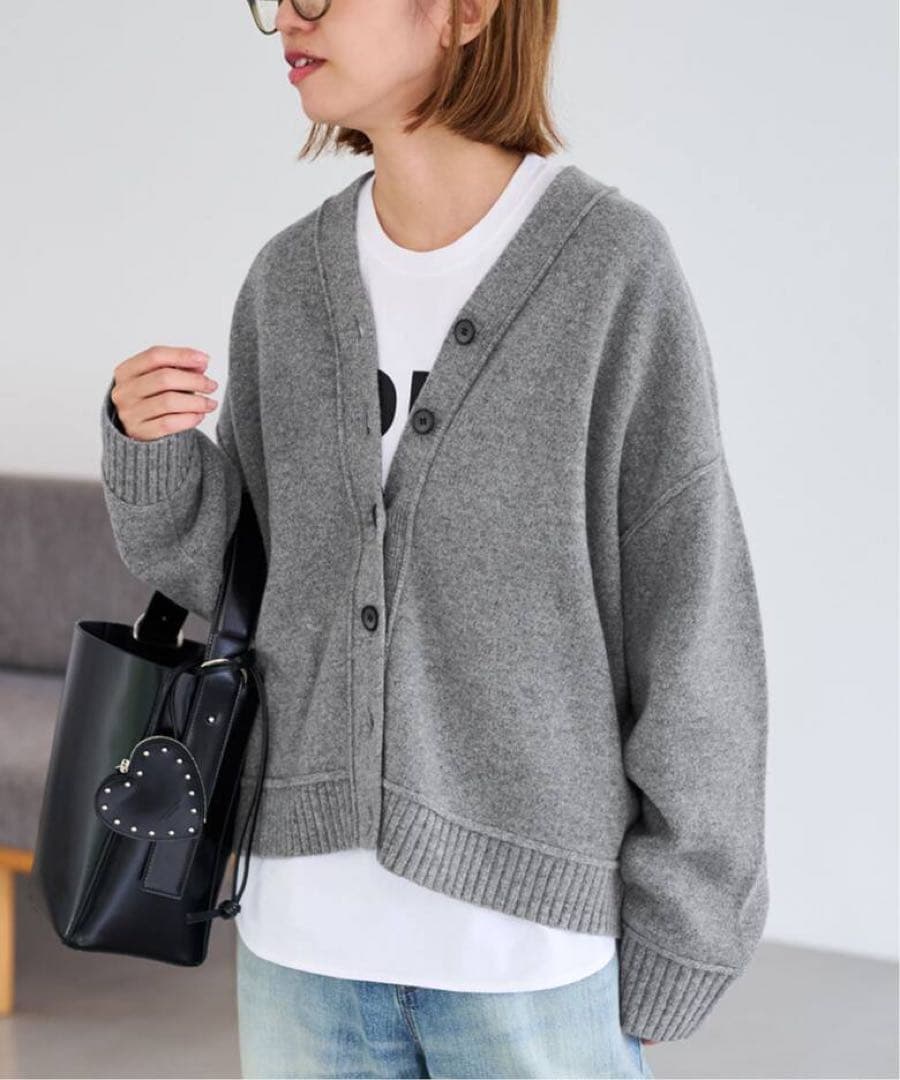 《FRAMeWORK》AQUA Vネックカーディガン◆グレー