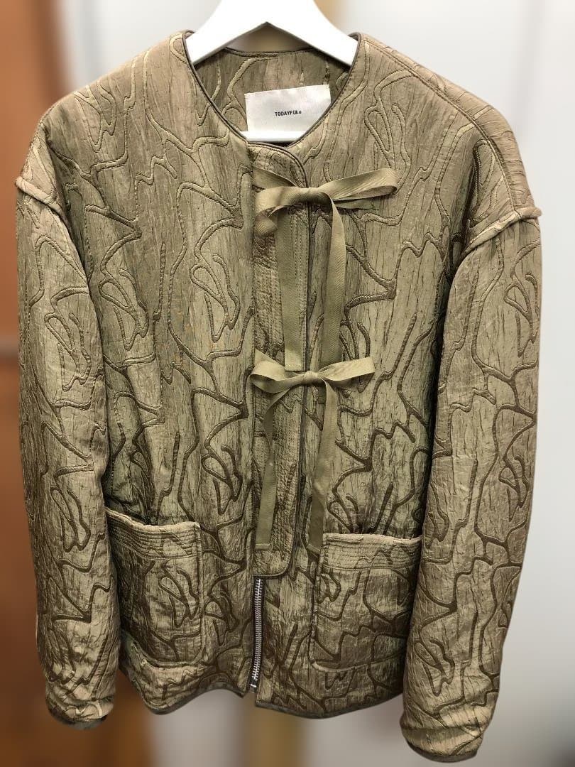 美品 TODAYFUL トゥデイフルジャガードパイピングブルゾン オリーブ 38