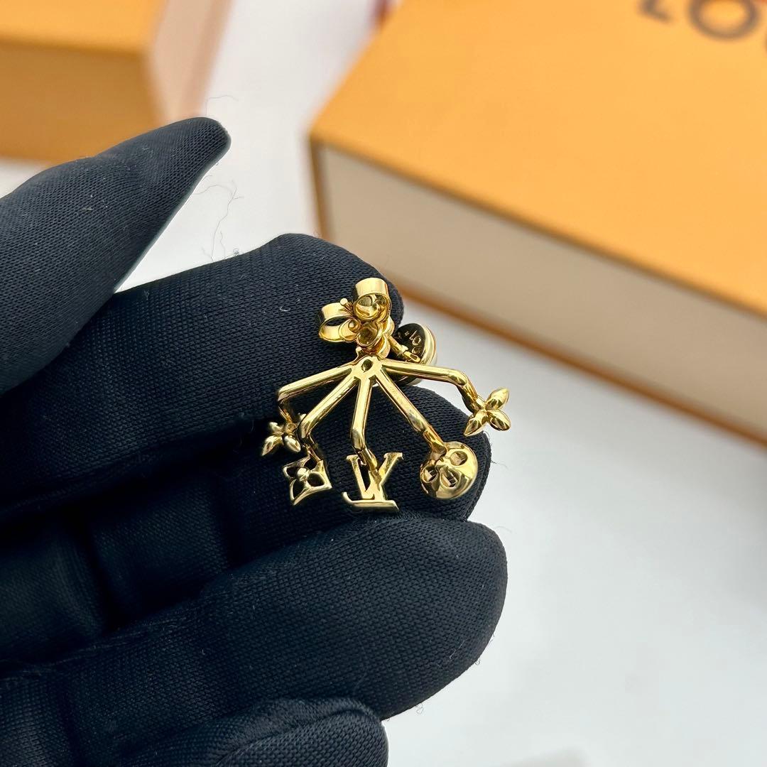 極美品　ルイヴィトン ピアス クルーザー フェイクパール ゴールド　片耳