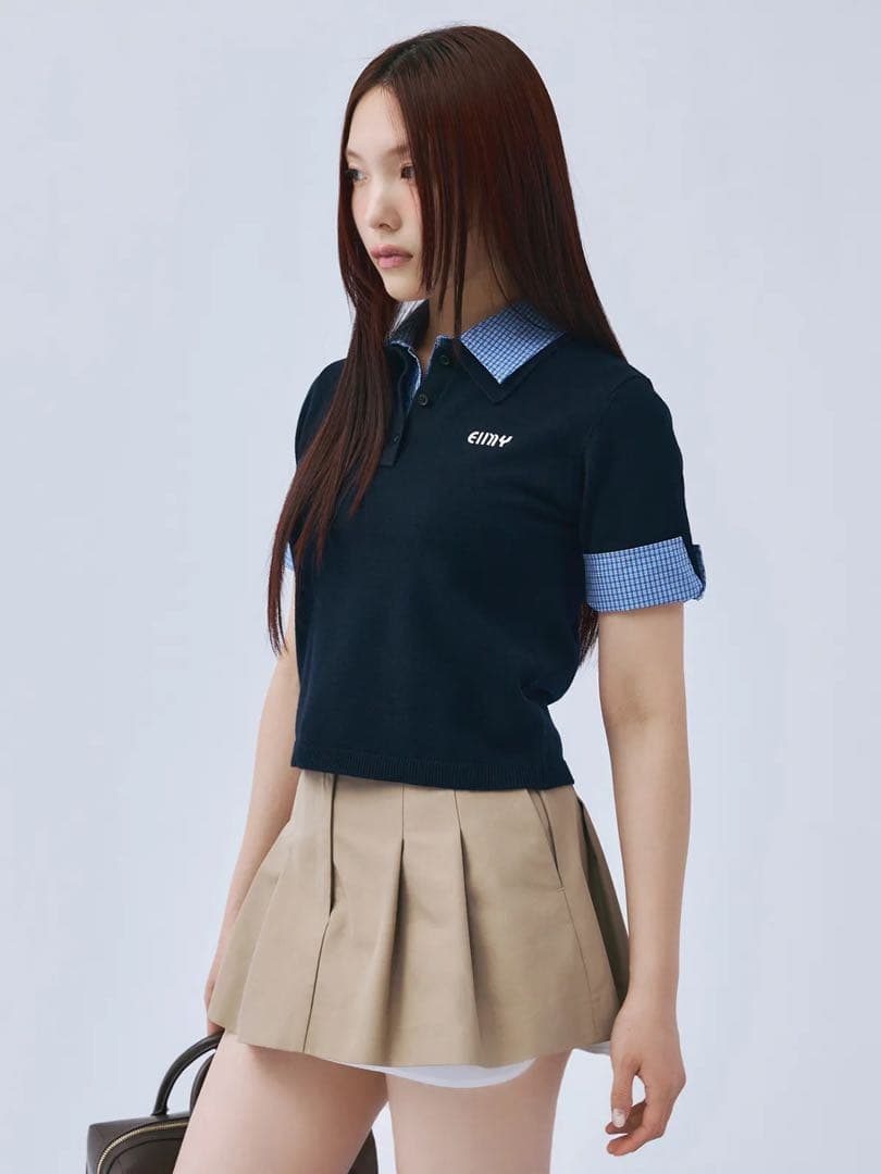 eimy istoire ハーフスリーブダブルカラーニット エイミーイストワール