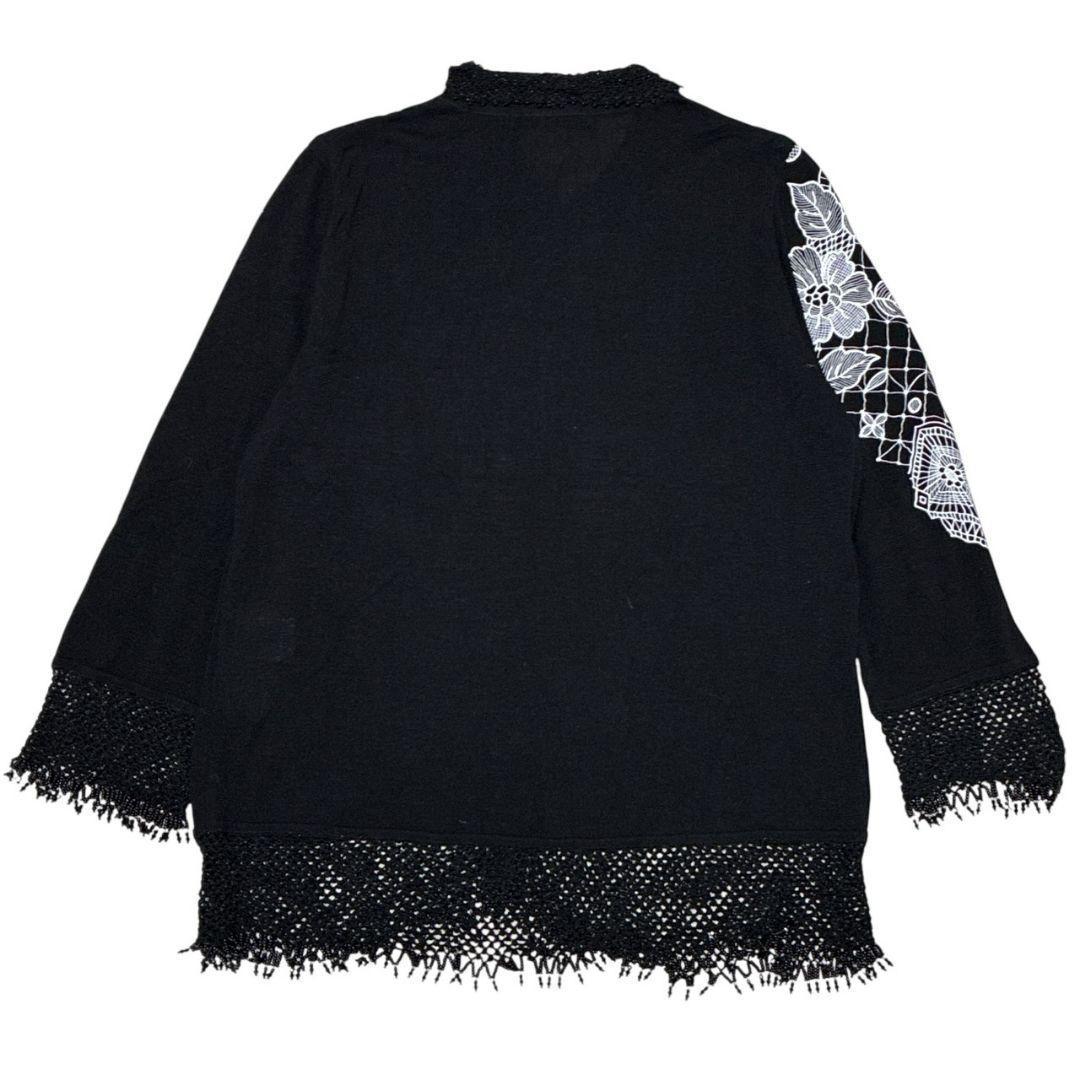 美品✨LEONARD レオナール シルク100% カーディガン ニット 黒 LL