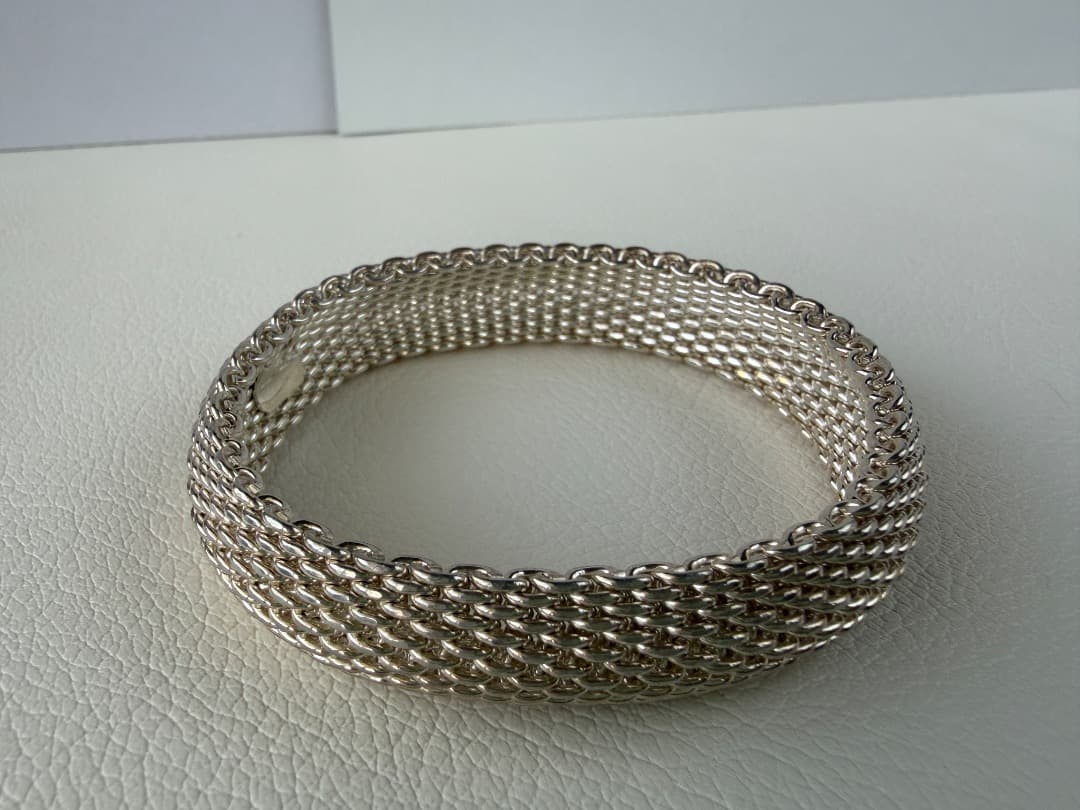 美品　ティファニー　サマセットメッシュ　バングル　９２５