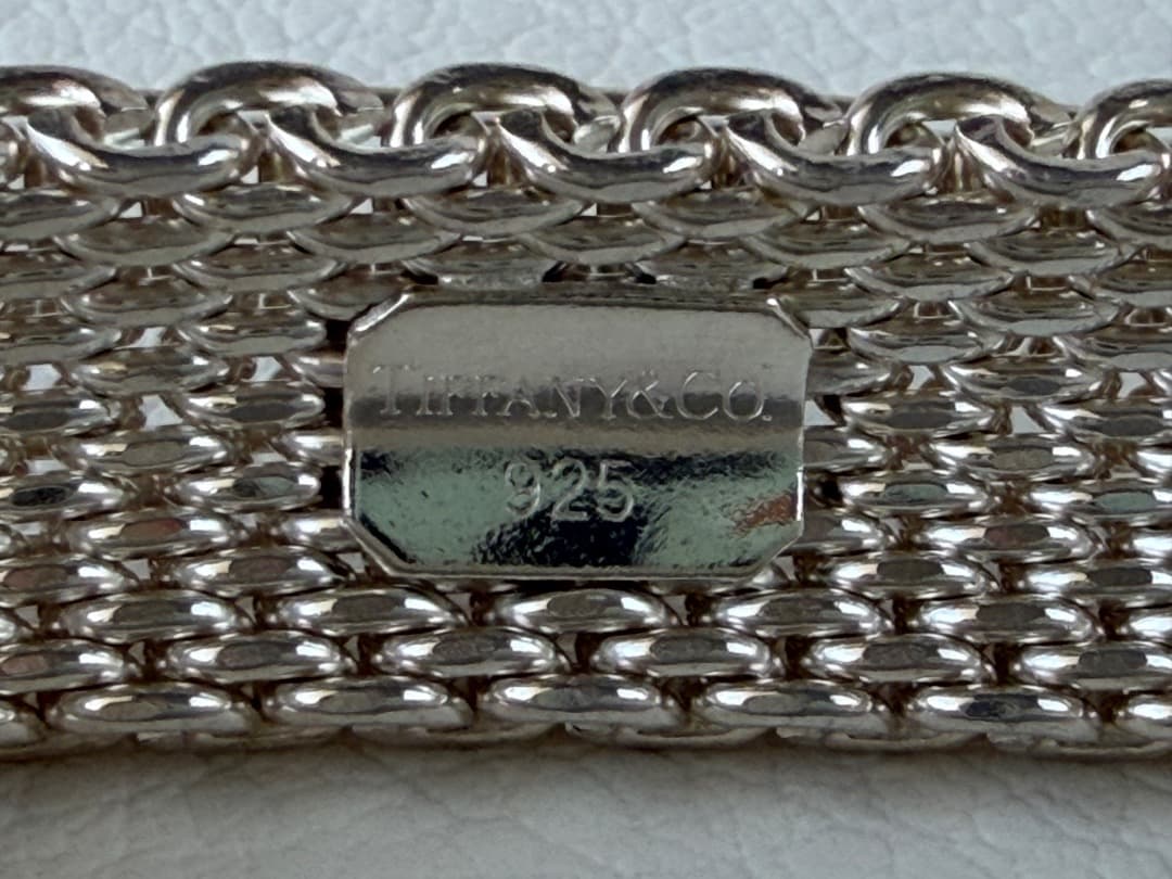 美品　ティファニー　サマセットメッシュ　バングル　９２５