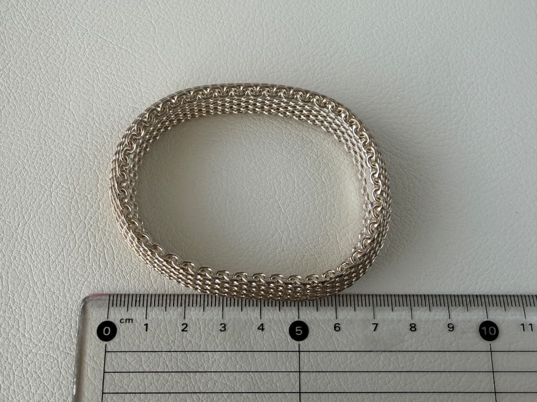 美品　ティファニー　サマセットメッシュ　バングル　９２５