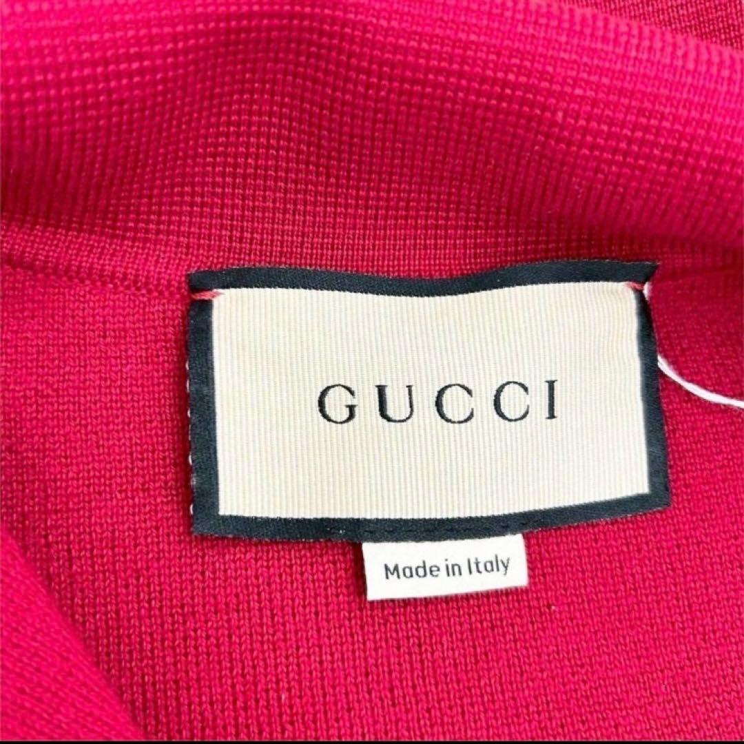 GUCCIワンピース コントラストトリム ウール ドレス XS 赤 白 長袖