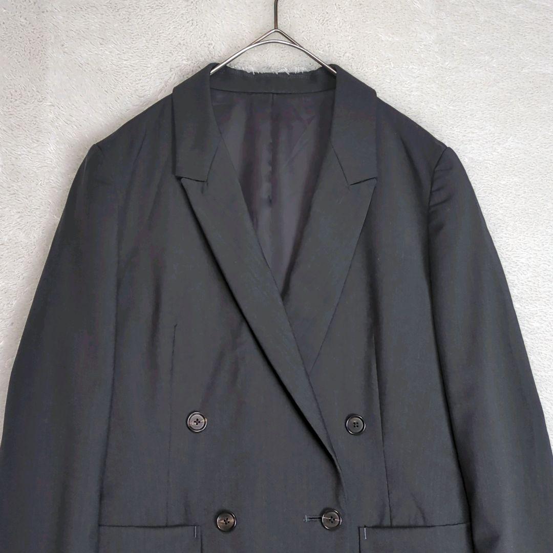 ダブルブレストジャケット 38(M) カシミヤ混 ウール ブラック系 古着