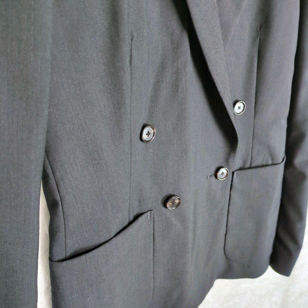 ダブルブレストジャケット 38(M) カシミヤ混 ウール ブラック系 古着