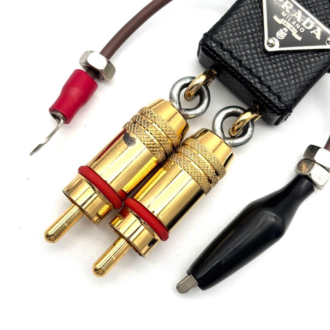 未使用級 プラダ エドワード キーホルダー ロボット 三角ロゴ サフィアーノ 黒