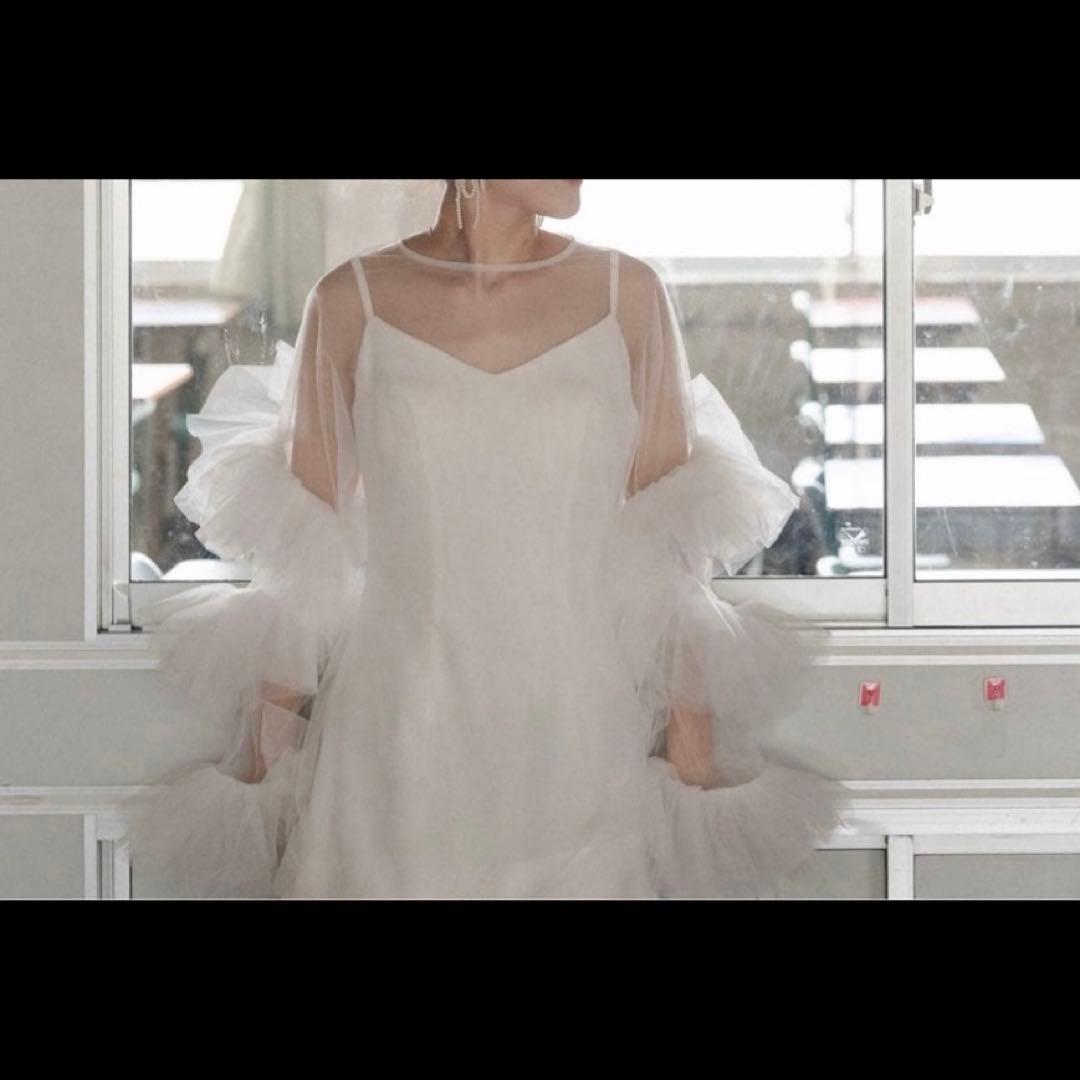 ホワイトフリル マーメイドドレス