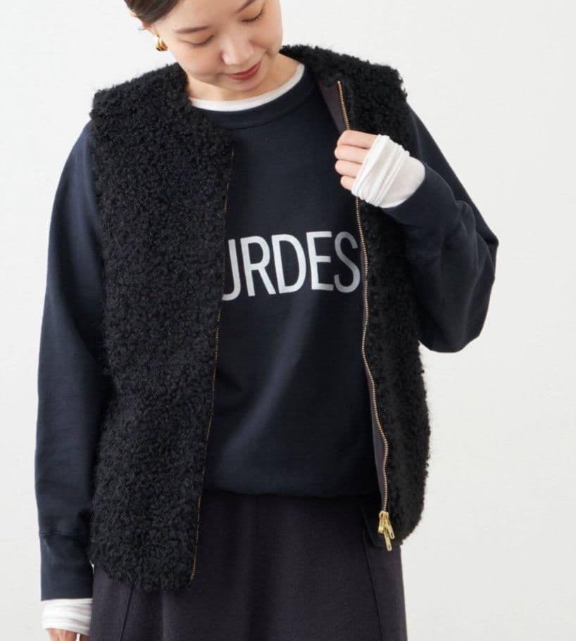 IENA フェイクファー カーリーベスト ブラック