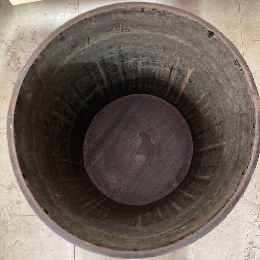 漆塗り木桶　蓋付き