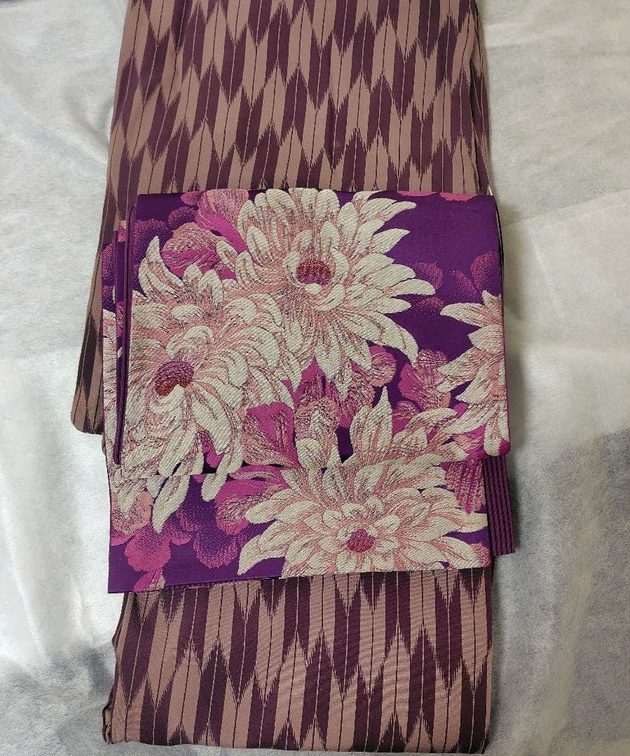 小紋着物　矢羽根　トールサイズ　正絹　スーパー京カード加工済