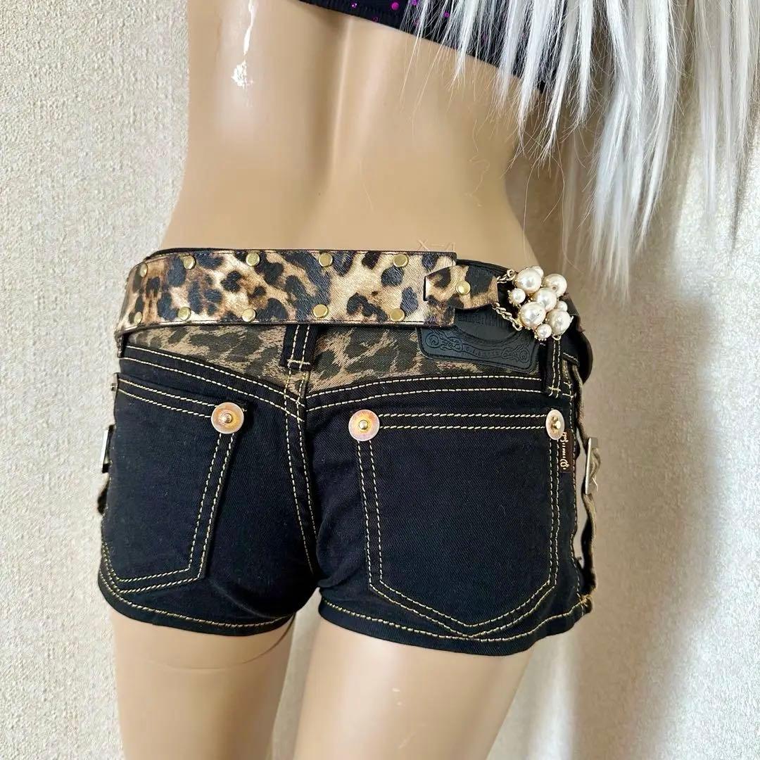 【もち】d.i.a.サイドヒョウ柄ベルトショーパン　ヒョウ柄パールベルト