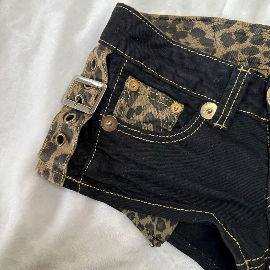 【もち】d.i.a.サイドヒョウ柄ベルトショーパン　ヒョウ柄パールベルト