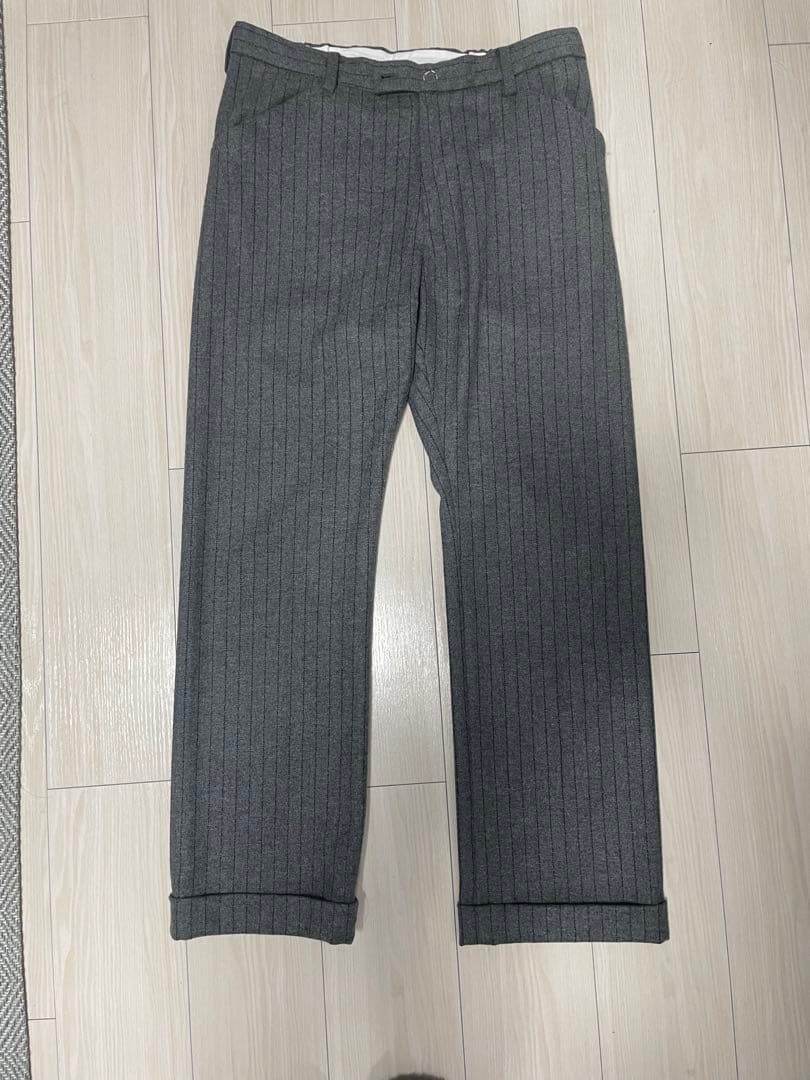 SUNSEA グレー ストライプ スラックス