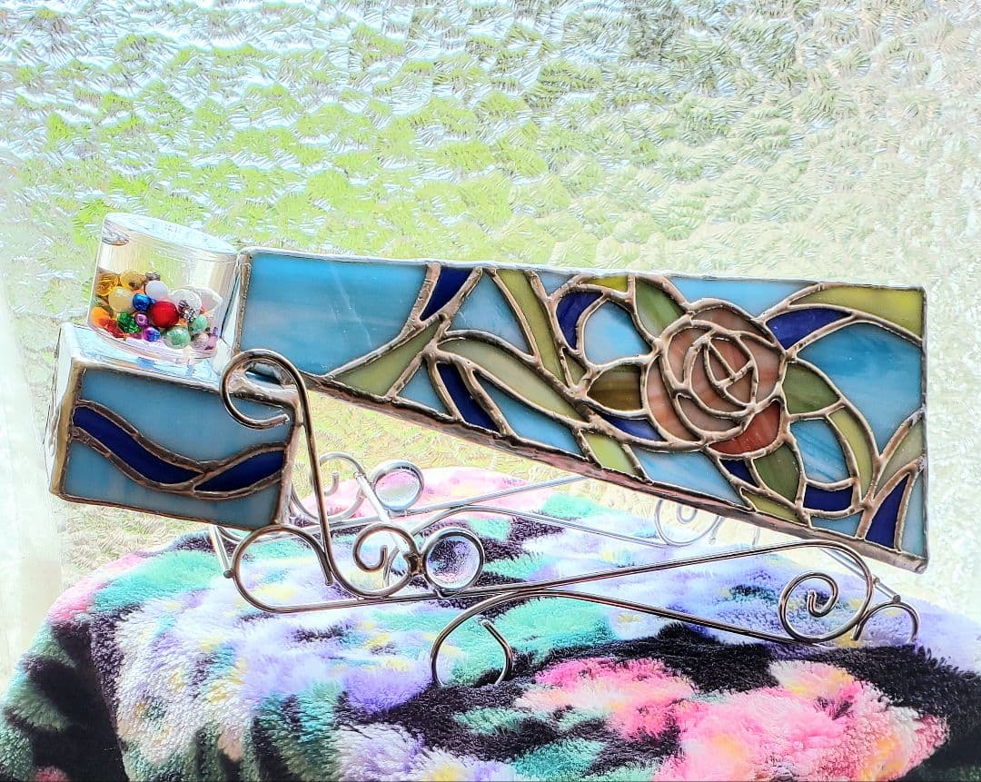 【Sankyo】ステンドグラスタイプ『オルゴール付き大型万華鏡』☆全長30cm☆