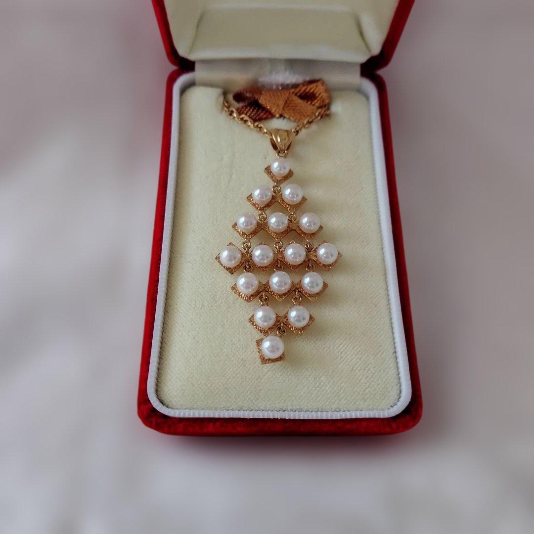 本真珠 16珠18金台 ペンダント。 保証書付き。