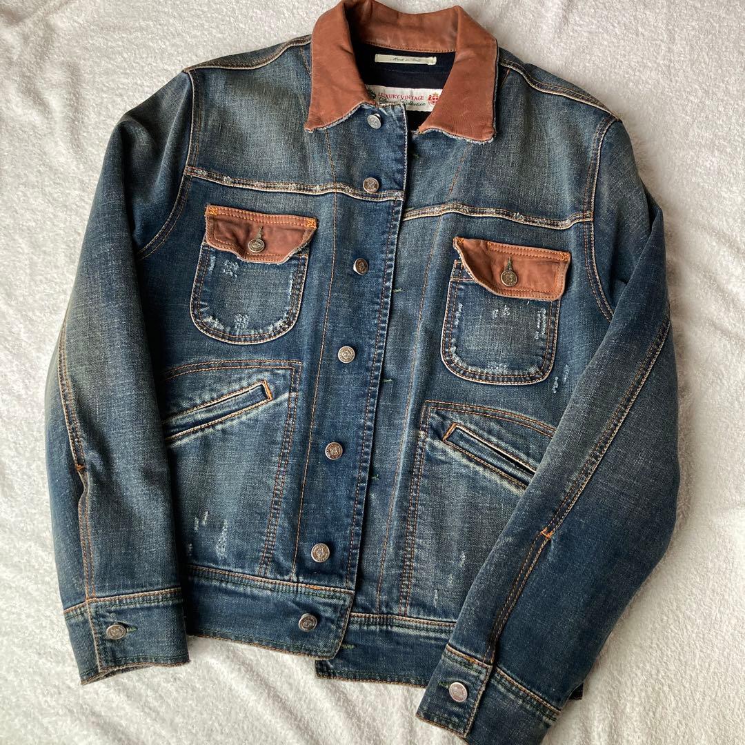 ルイジボレッリLUIGI BORRELLI レザー切替Gジャン Sサイズ