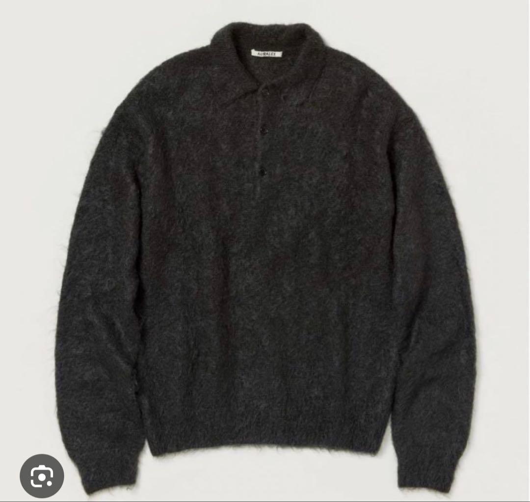 オーラリー Brushed Super Kid Mohair Knit POLO