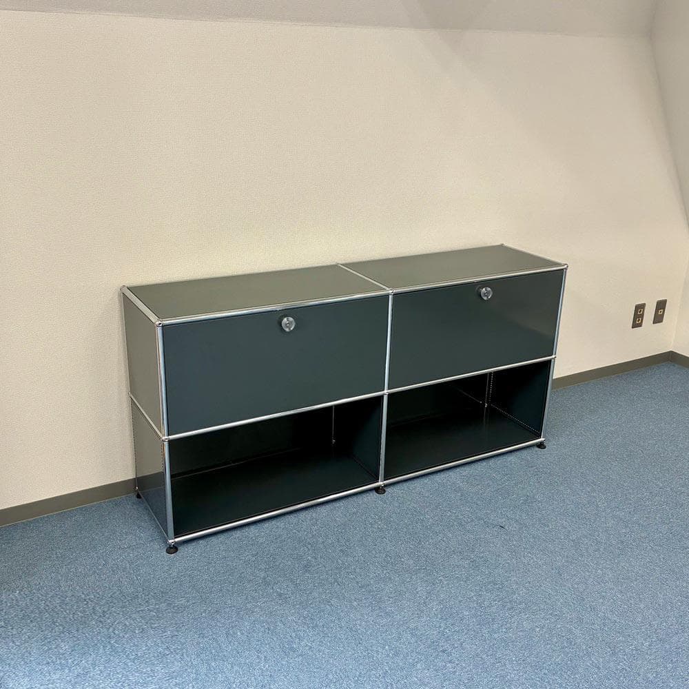 中古 USMハラー｜キャビネット サイドボード 2列2段 アントラサイト