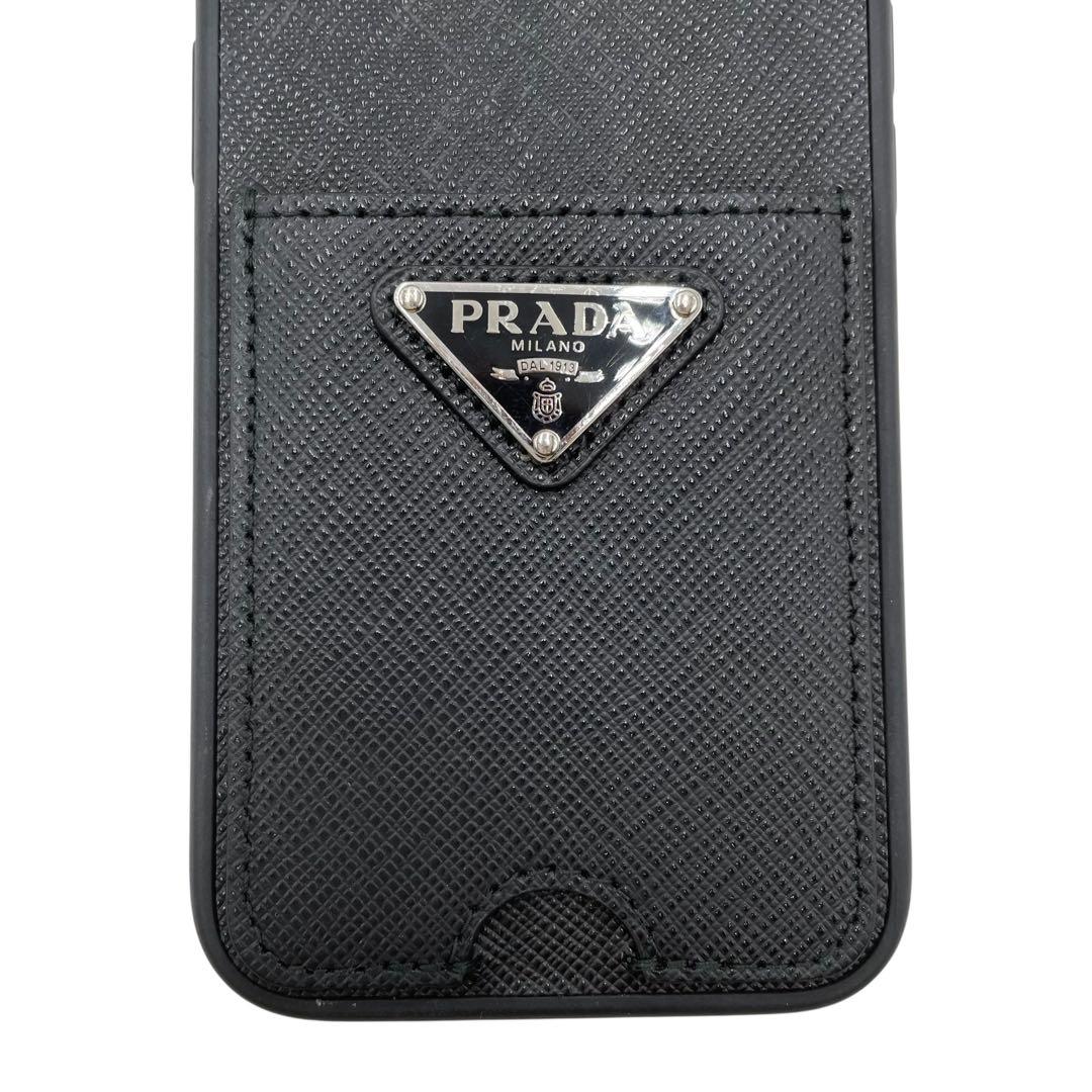 正規品 PRADA iPhone14用ケース 三角ロゴ サファイアーノレザー
