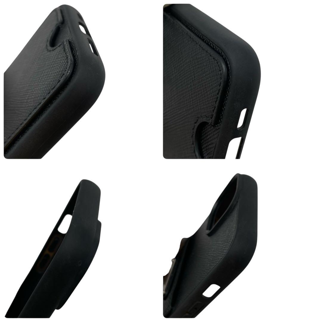 正規品 PRADA iPhone14用ケース 三角ロゴ サファイアーノレザー