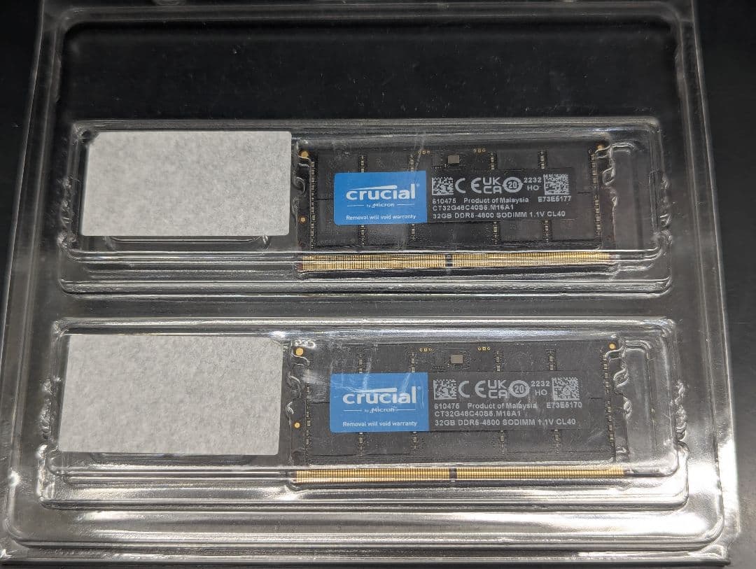 Crucial DDR5 メモリ SODIMM 4800 32GBx2