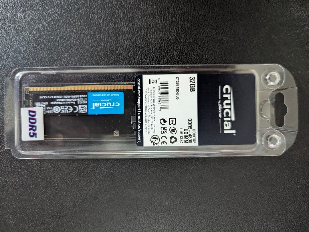 未使用 Crucial Micron DDR5-4800 32GB CL40