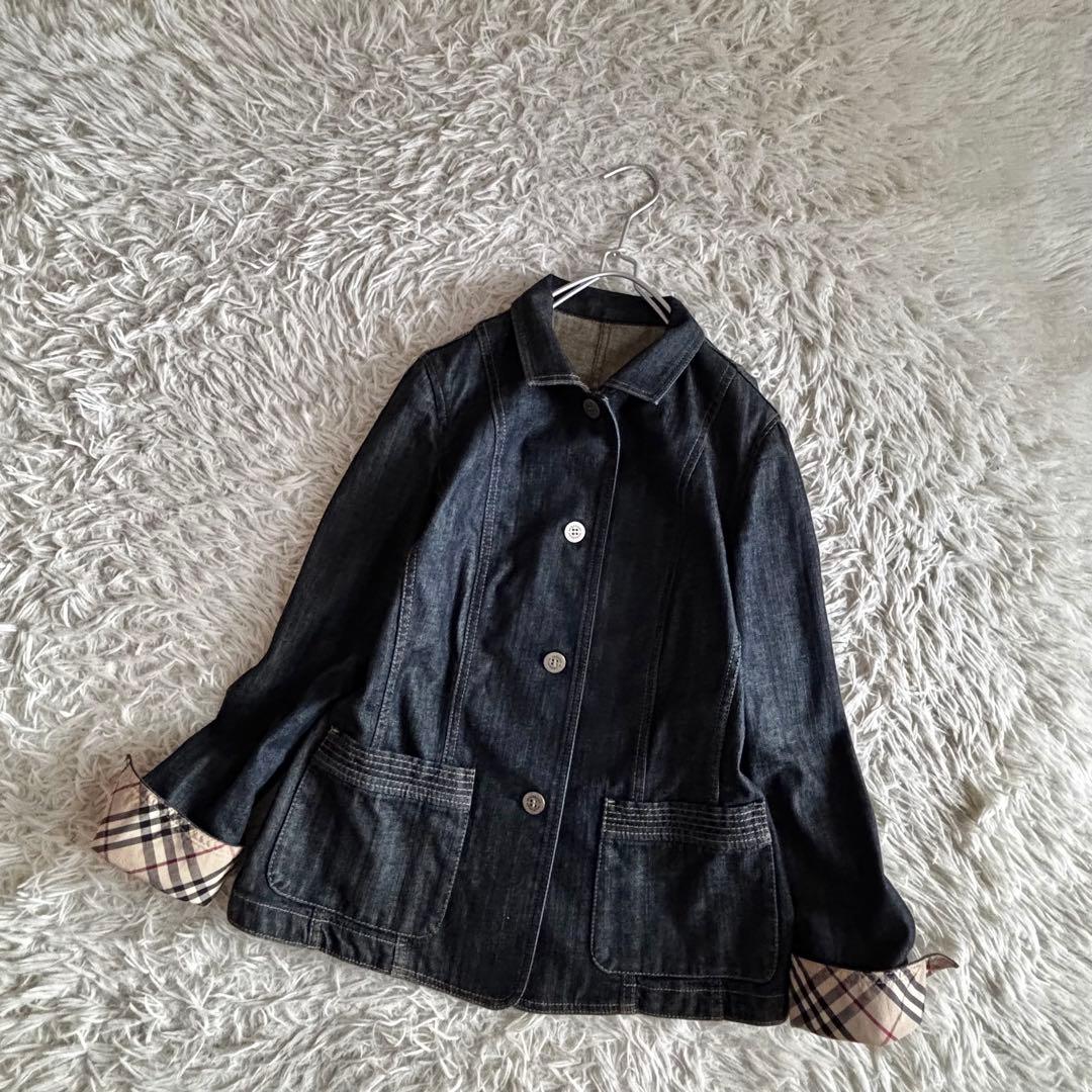 希少 バーバリー ロンドン デニム ジャケット 44 大きいサイズ ノバチェック