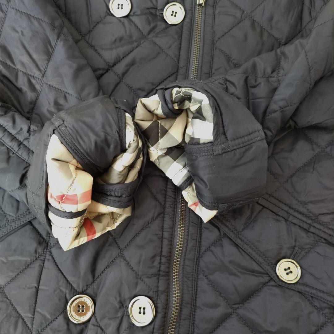 バーバリー　キルティングジャケット　ノバチェック　中綿コート　紺色　160