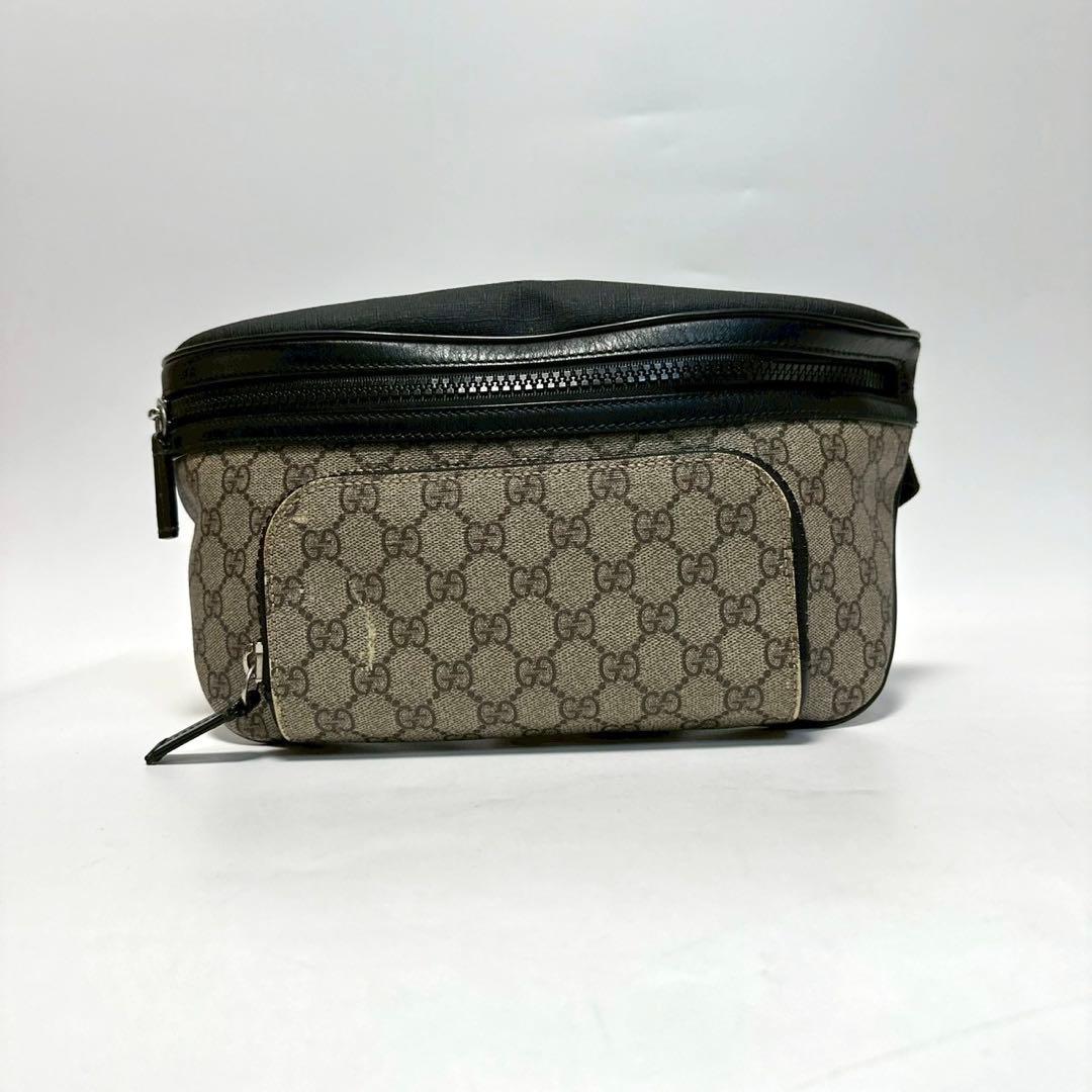 u02 グッチ　GGスプリーム　PVC ウエストバッグ　ボディバッグショルダー.