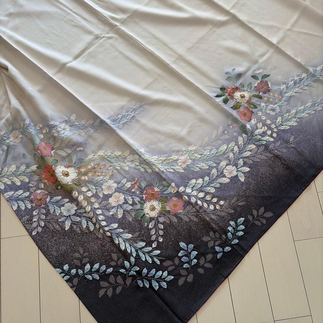 H*す様 ■E5752■正絹■グレイ　ラメ　辻が花絞り　袷　訪問着■丈162裄6