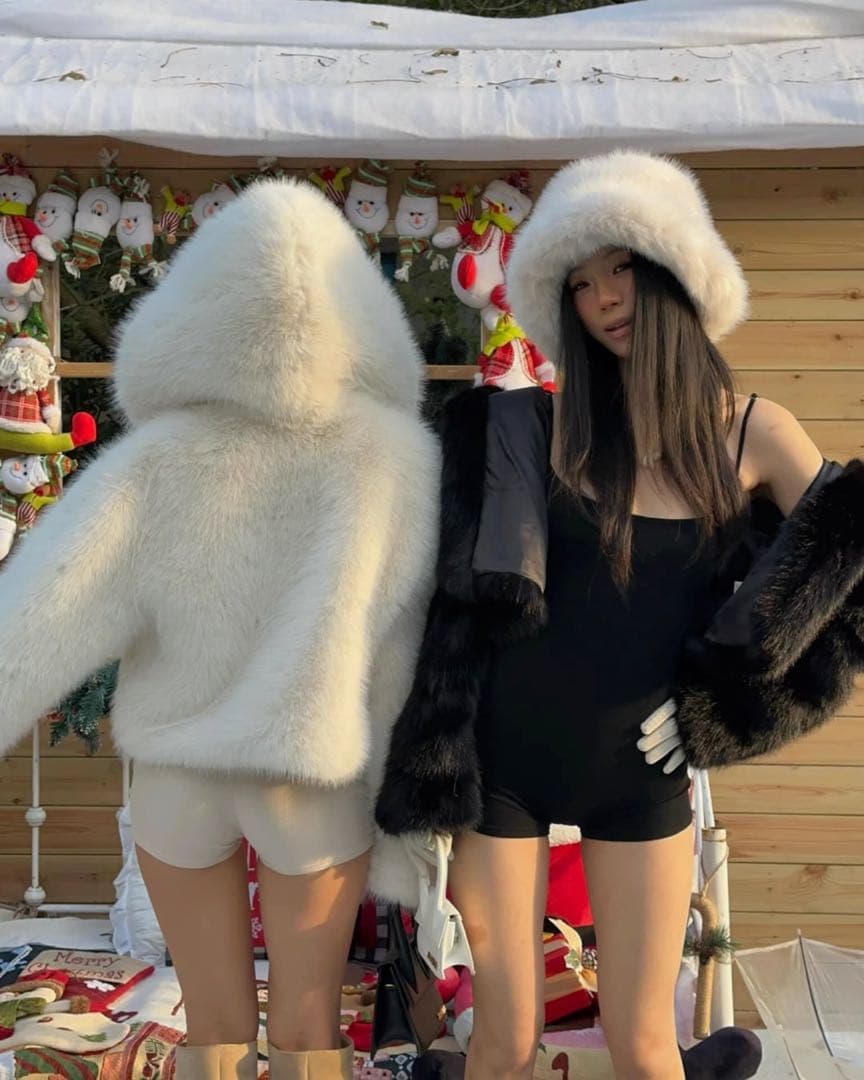 Che gioia フードファーショートコート