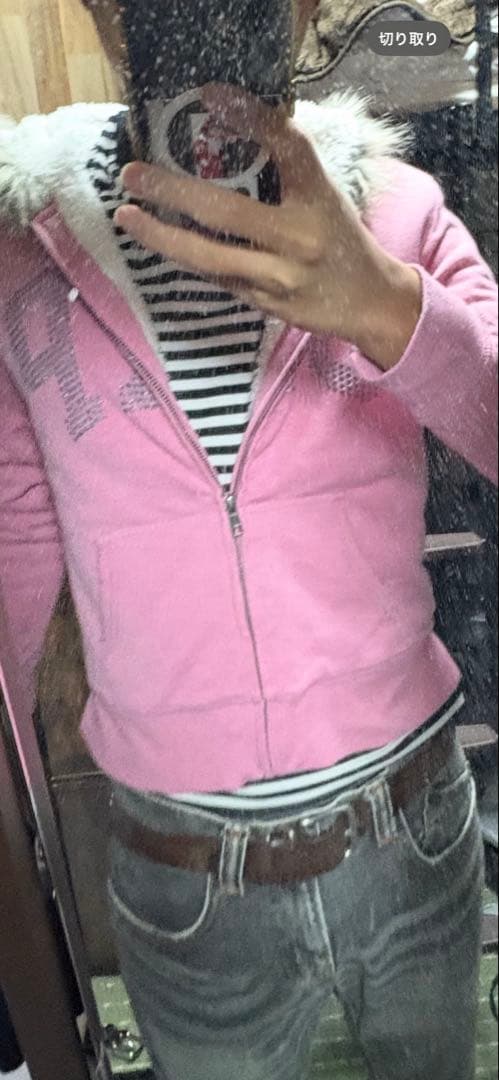 GAP フード付きジップアップパーカー ピンク　swag