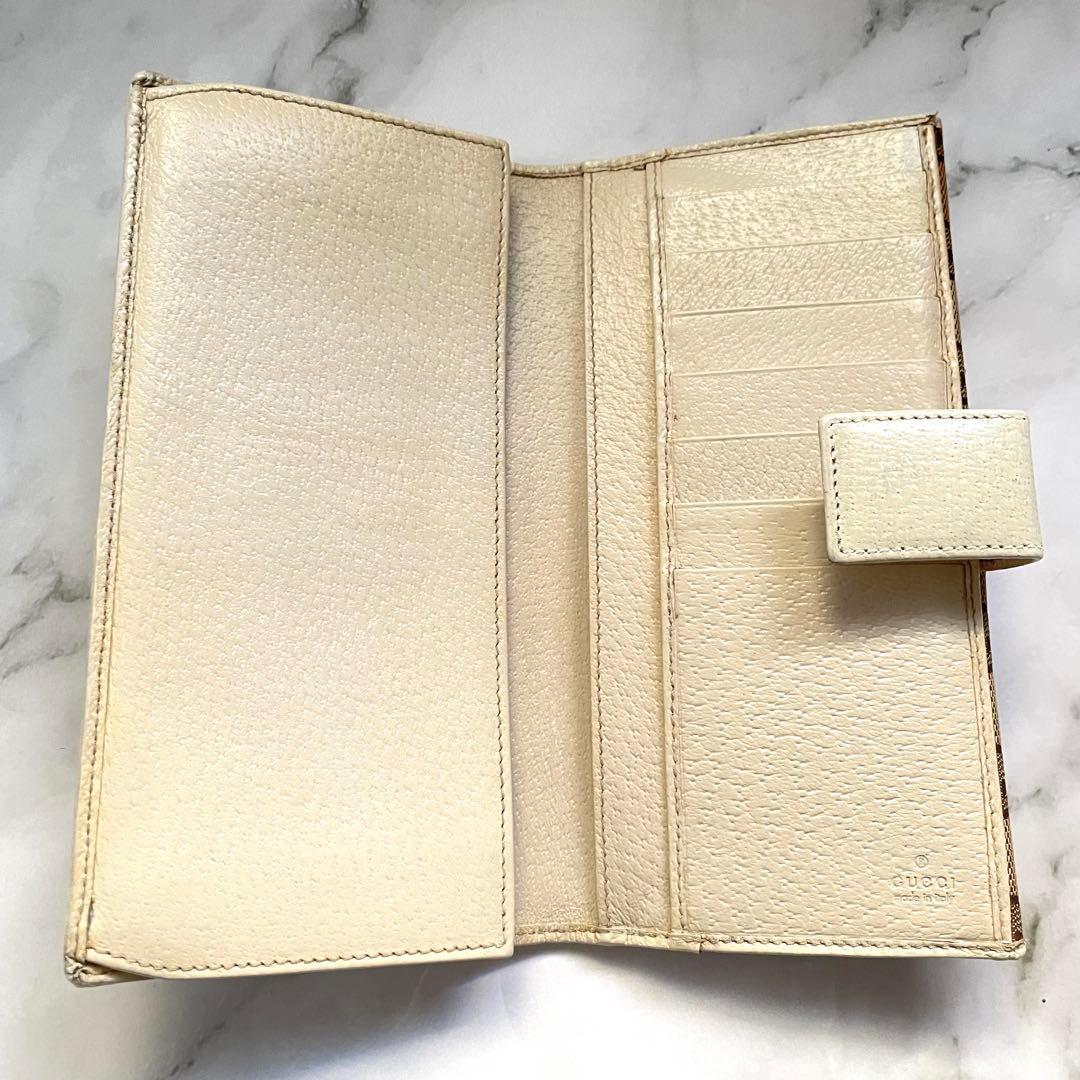 グッチ　長財布　GGキャンバス　ロゴプレート　Wホック　0111-①