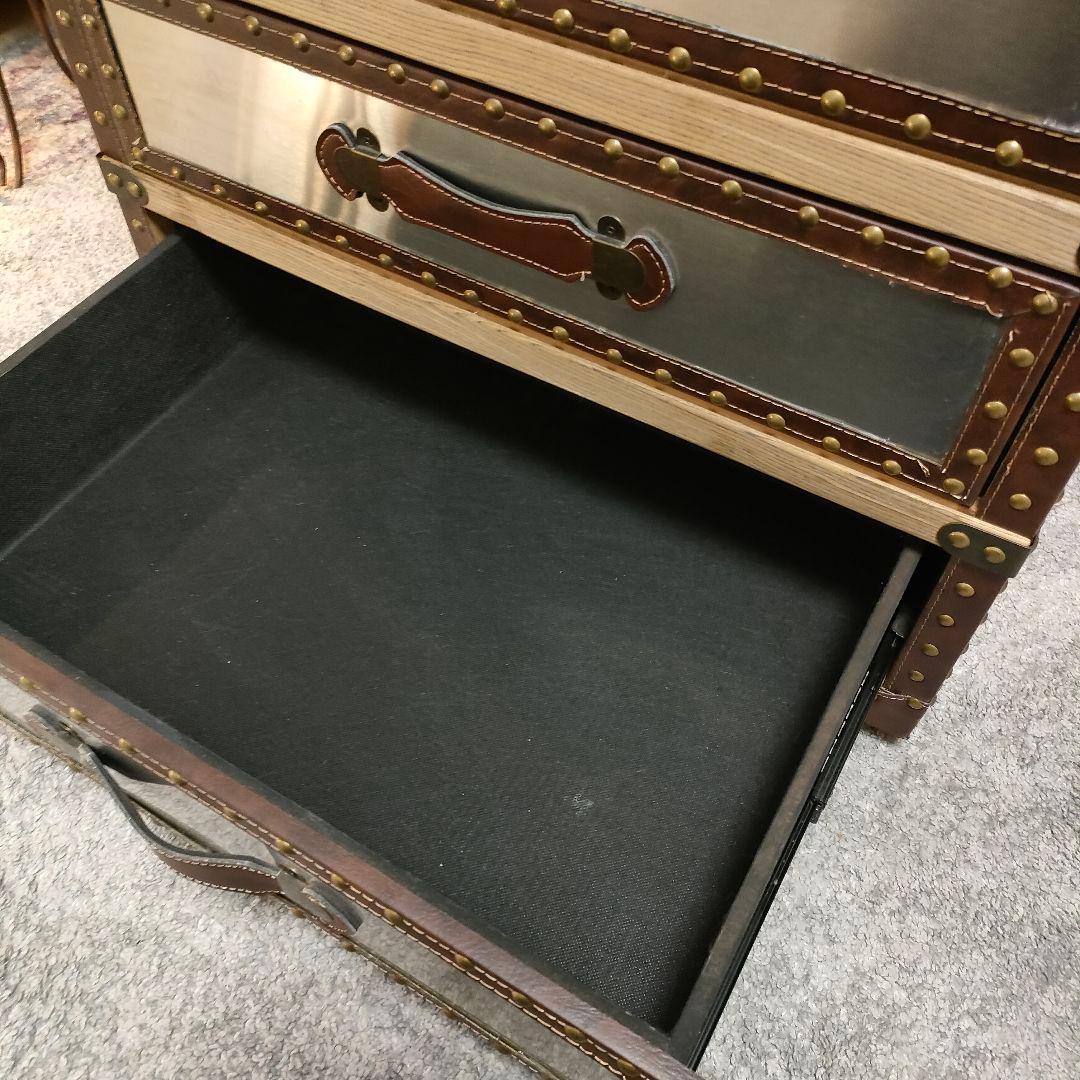 【hi hat】 ヴィンテージ調 スチールレザート チェスト