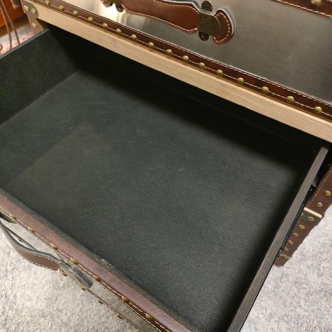 【hi hat】 ヴィンテージ調 スチールレザート チェスト