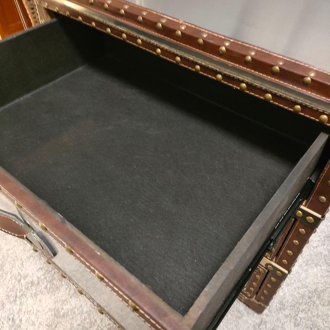 【hi hat】 ヴィンテージ調 スチールレザート チェスト