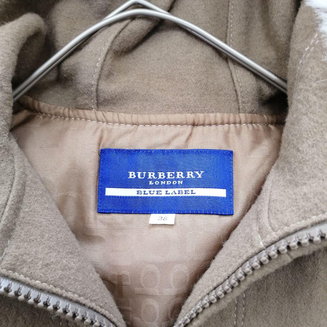 BURBERRY バーバリー ブルーレーベル ウール キャメル フードファー