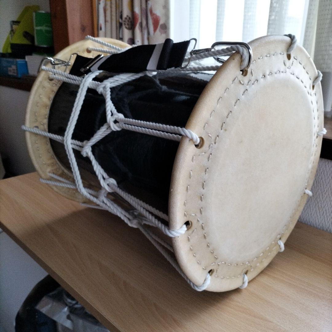 担ぎ太鼓 1.2尺締太鼓　和太鼓 天然皮革　ストラップ付き中古品⑤