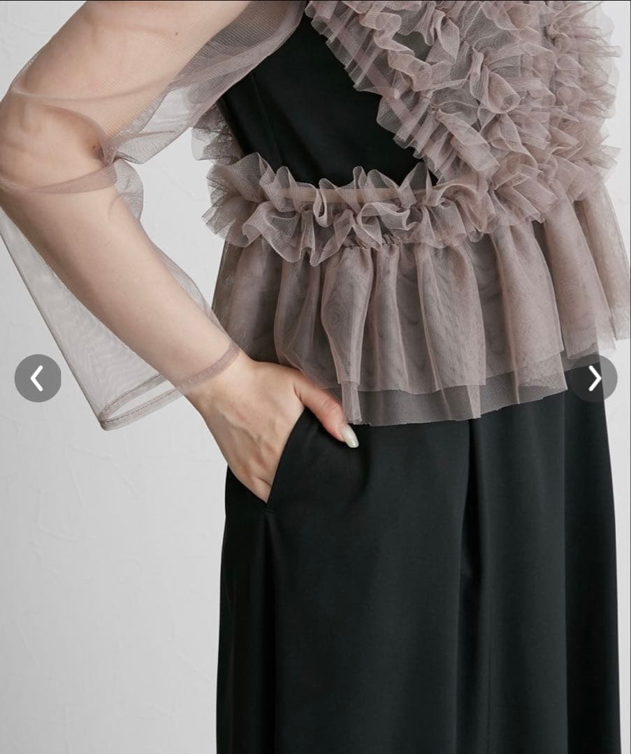 ニッセン ドレス チュールフリルベスト＋フレアワンピース 3L