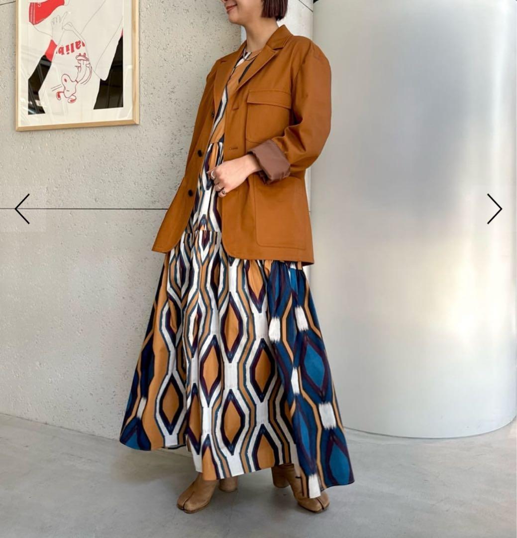 専用CABAN コットンストレッチ トライバルプリントロングワンピース