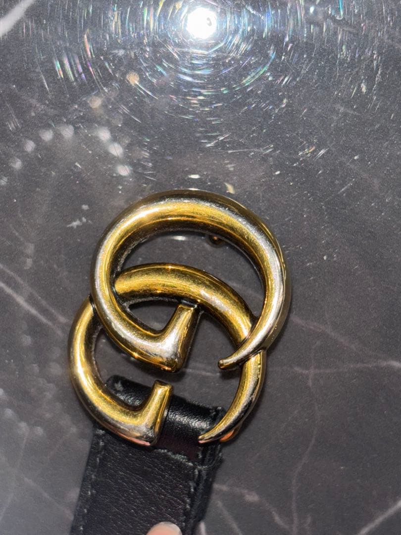 GUCCI 黒 レザー ベルト GGロゴ 70cm