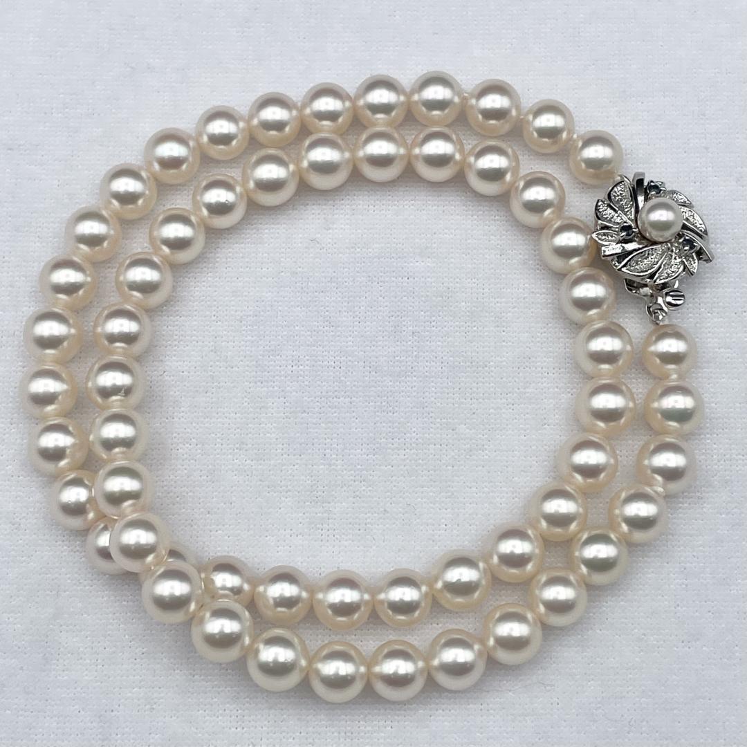 アコヤ真珠 花珠 真珠総合研究所鑑別書 約7-7.5 ネックレス Silver