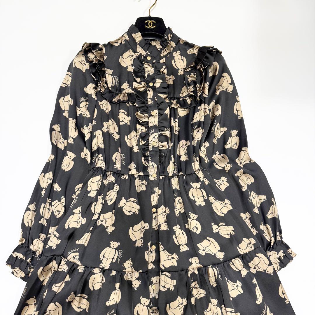 【美品✨】ダブルスタンダードクロージング　テディベア柄ロングワンピース　38