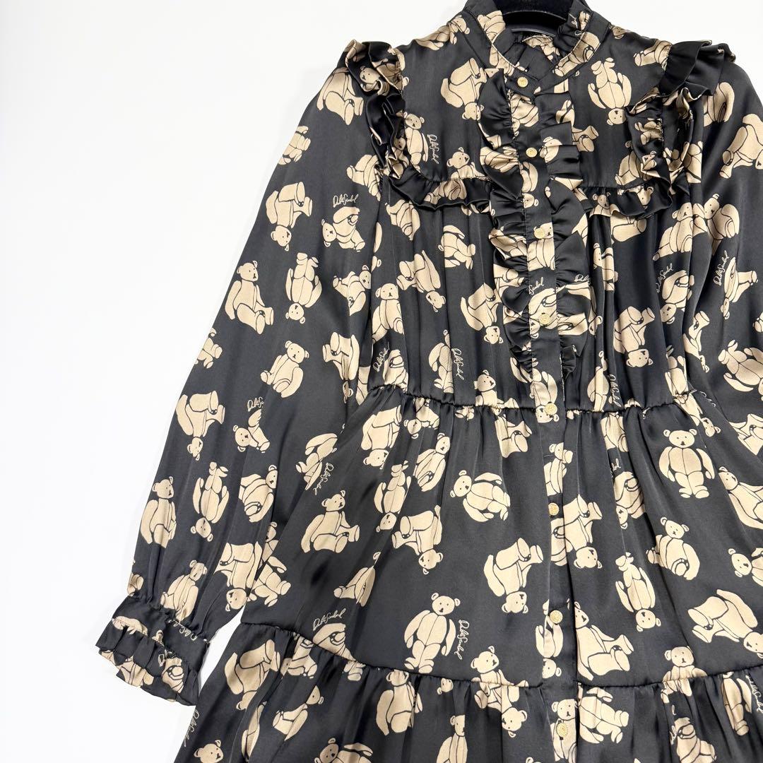 【美品✨】ダブルスタンダードクロージング　テディベア柄ロングワンピース　38