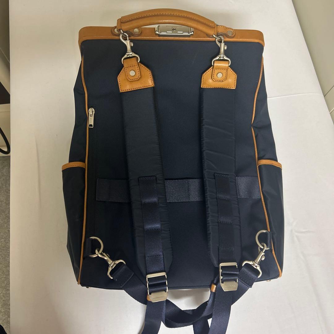 定価48000円 マスターピース リュック 本革/ナイロン ネイビー/