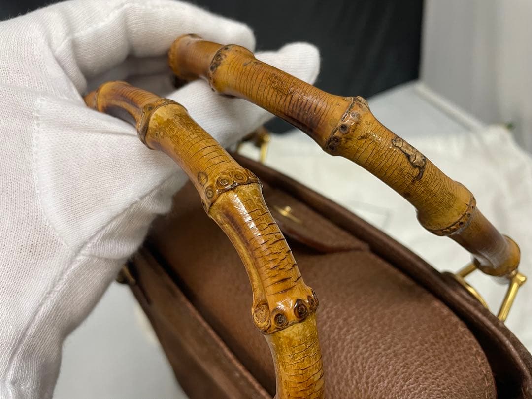 GUCCI グッチ　バンブー　スエード　ブラウン　ショルダー　バンド　2way