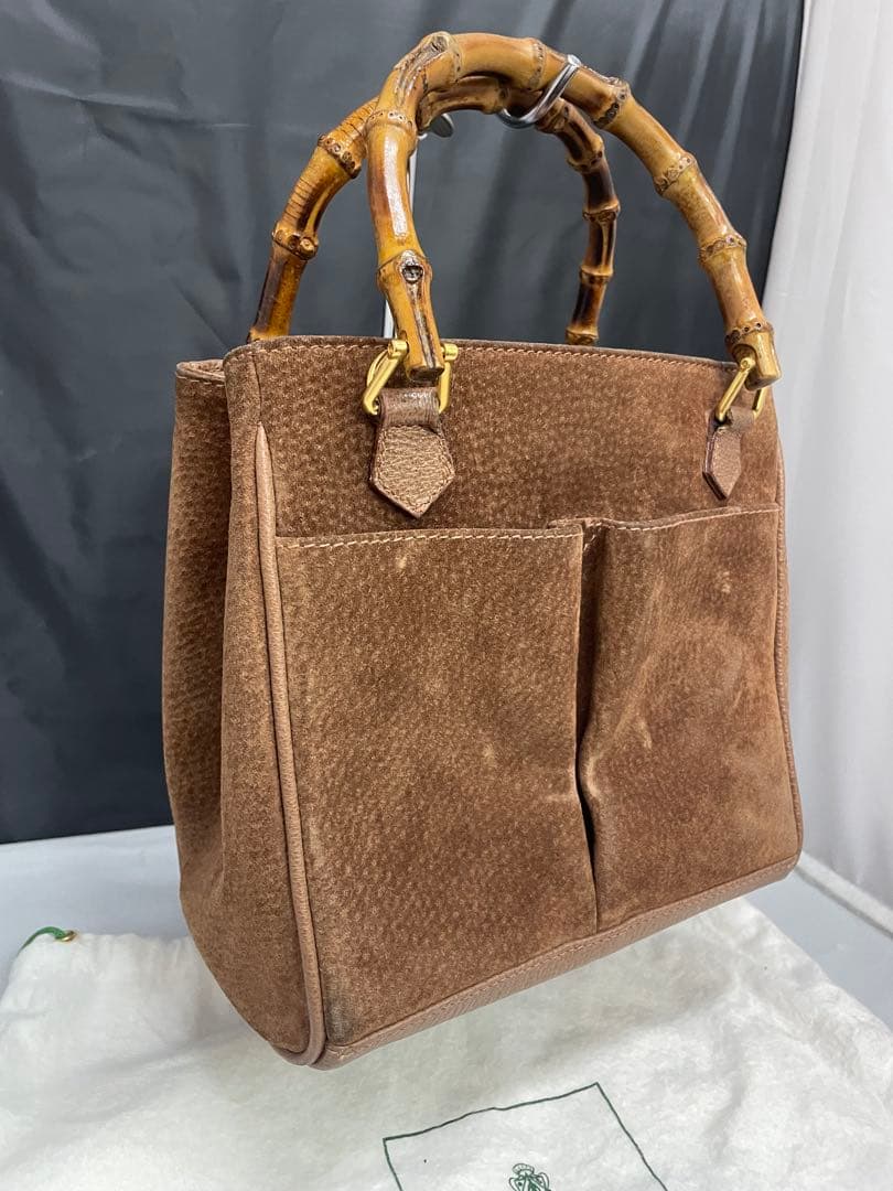 GUCCI グッチ　バンブー　スエード　ブラウン　ショルダー　バンド　2way